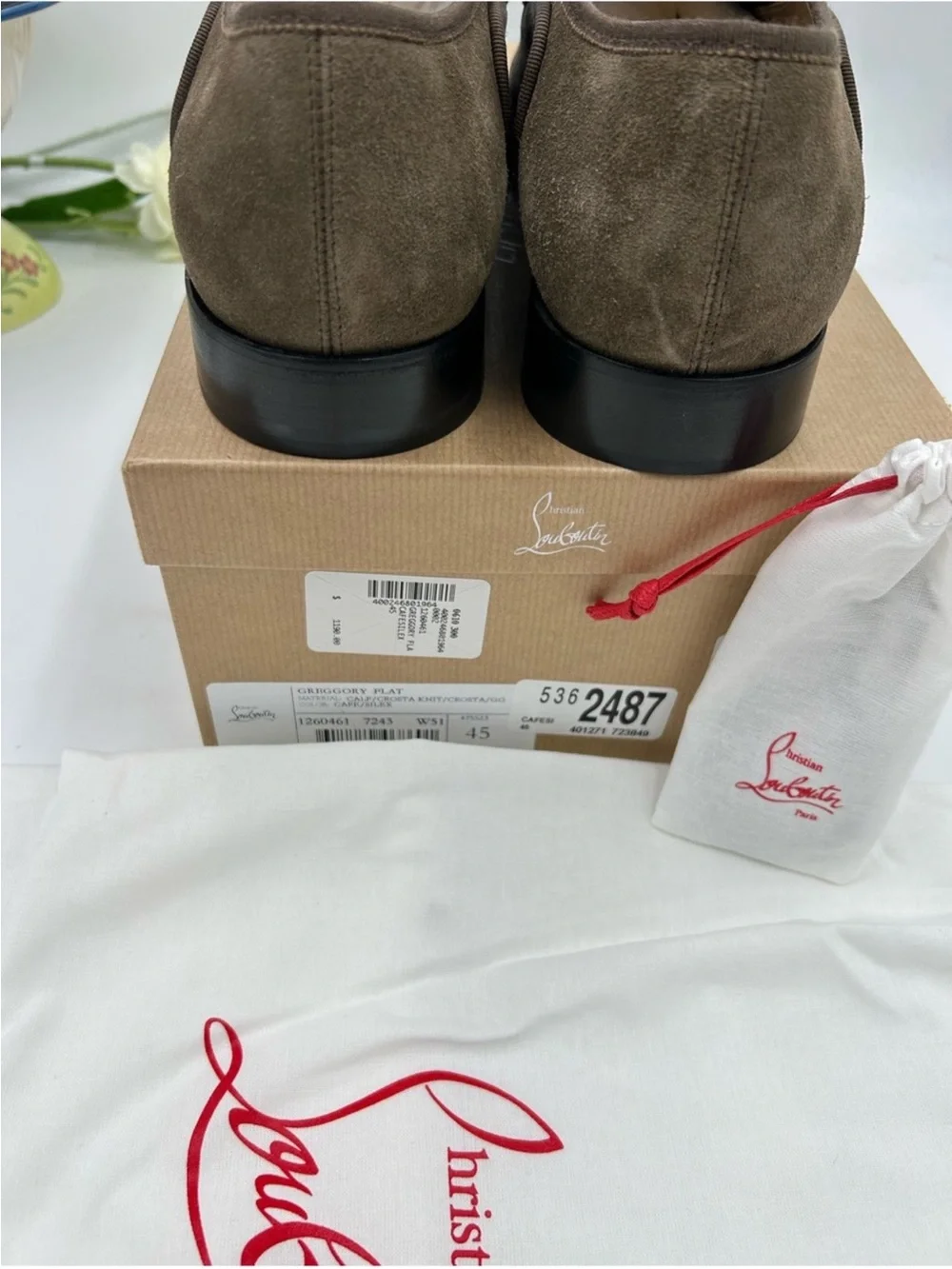 Men’s Christian Louboutin, Greggo leather/fabric, Oxford size 45 made in Italy